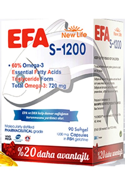 New Life Efa S 1200 Omega 3 Balık Yağı 90 Kapsül