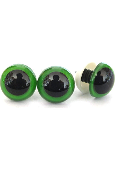 Amigurumi Yeşil Renkli 10Mm Güvenlikli Vidalı Göz - 10 Çift 20 Adet
