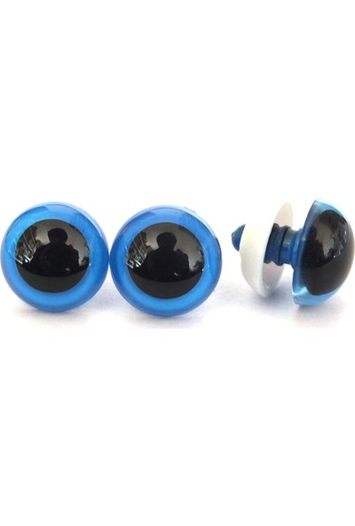 Amigurumi Mavi Renkli 10Mm Güvenlikli Vidalı Göz - 25 Çift 50 Adet
