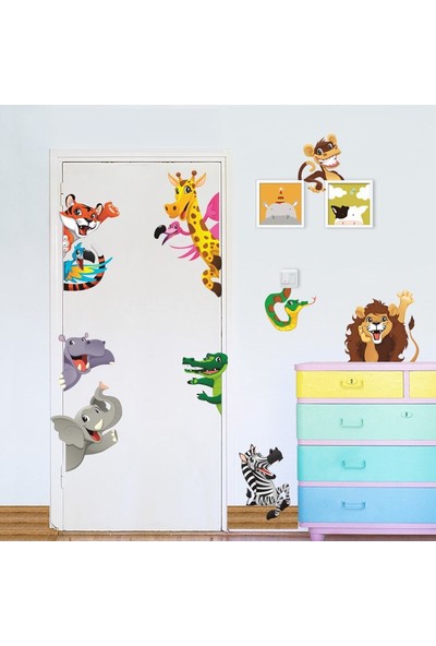 Color Casa Bebek Çocuk Odası Aslan Maymun Papağan Sevimli Hayvanlar Sticker