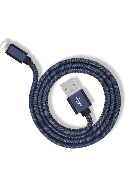 Tonmeister MAKT Blue Jean 2.1A Hızlı Data ve Şarj Kablosu iPhone Uyumlu 1M
