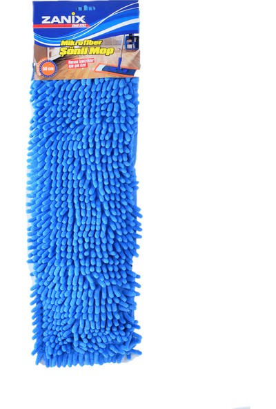 Zanix 3282 Nemli Makarna Mop Ucu - Mikrofiber Şönil Paspas Yedeği 50 cm Mavi