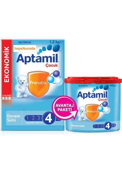 4 Çocuk Devam Sütü 1600 gr (1200 gr + 400 gr)