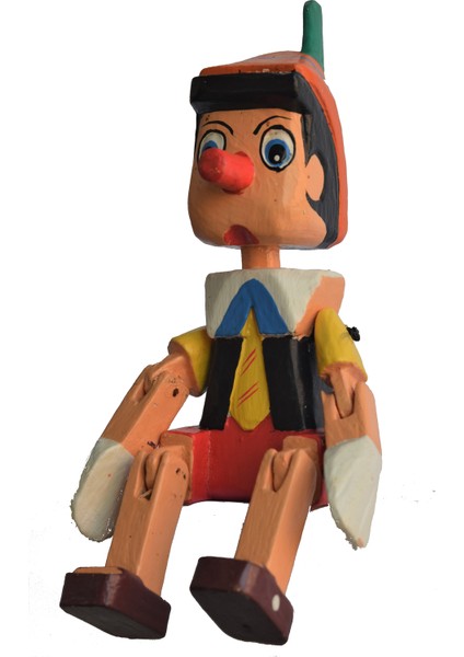 Doğal Ahşap Oturan Pinokyo Kukla Oyuncak Biblo