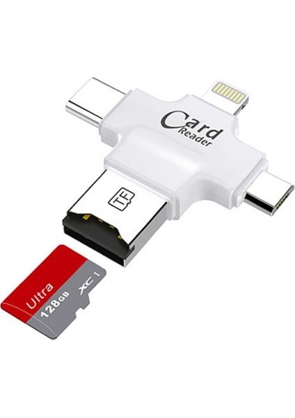4419 Lightning Type C 3.1 Micro Usb Tf Kart Okuyucu iPhone Otg Çevirici Dönüştürücü Adaptör