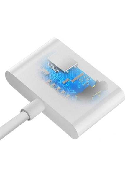 iPhone Uyumlu Lightning 2in1 Şarj + Kulaklık Dönüştürücü 3.5 mm jack Adaptör Beyaz - Model : MH-032