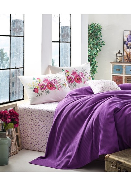 Garden Çift Kişilik Pike Takımı Viola Mor