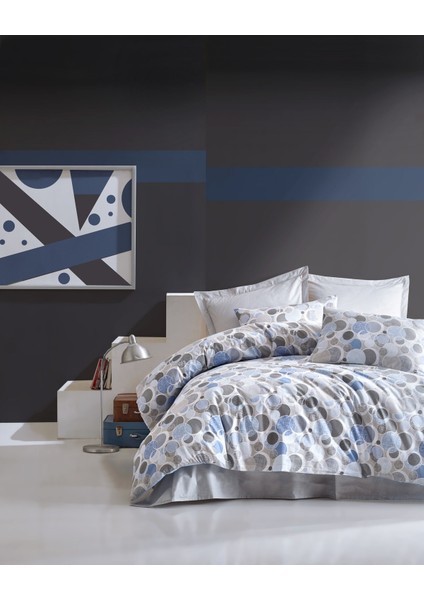 Minimal Ranforce Tek Kişilik Nevresim Takımı Poly Mavi