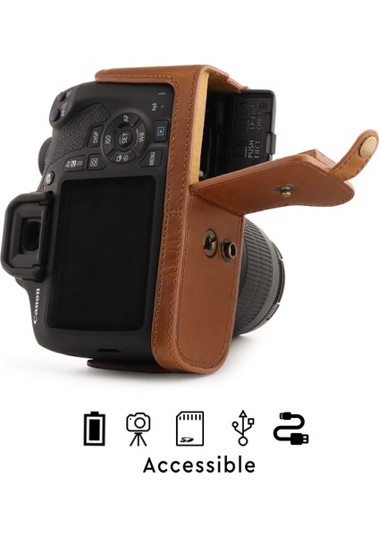 Canon EOS T7, 2000D (18-55mm) Suni Deri Kamera Çantası fırsatları