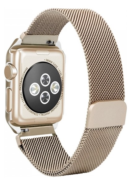 Apple Watch Uyumlu 4 44 mm Metal Kayış Milano Loop+Metal Kılıf