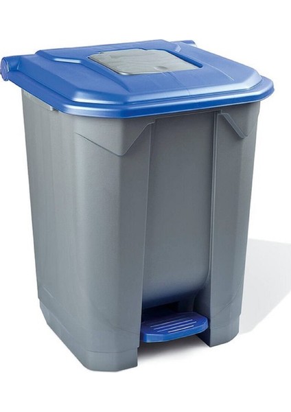 Konteyner Bahçe Çöp Kovası 50 Lt.Tekerlekli Mavi Kapak