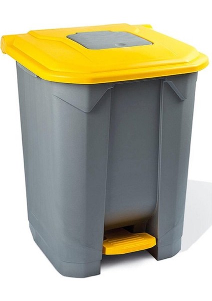Konteyner Bahçe Çöp Kovası 50 Lt.Tekerlekli Sarı Kapak