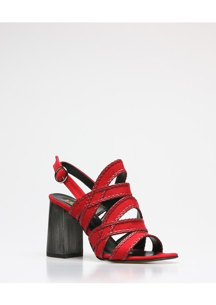 Plus Kırmızı Suet Kadın Sandalet modelleri