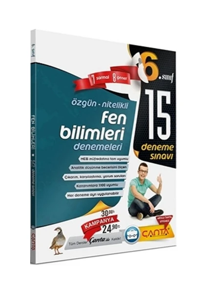 Çanta Yayınları 6. Sınıf Fen Bilimleri 15 Deneme Sınavı