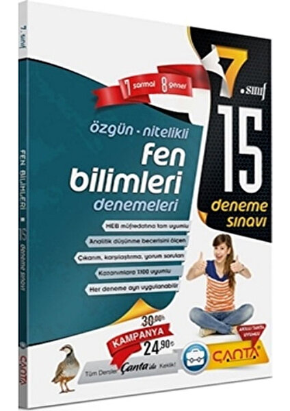 Çanta Yayınları 7. Sınıf Fen Bilimleri 15 Deneme Sınavı