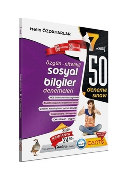 Çanta Yayınları 7. Sınıf Sosyal Bilgiler 50 Deneme Sınavı