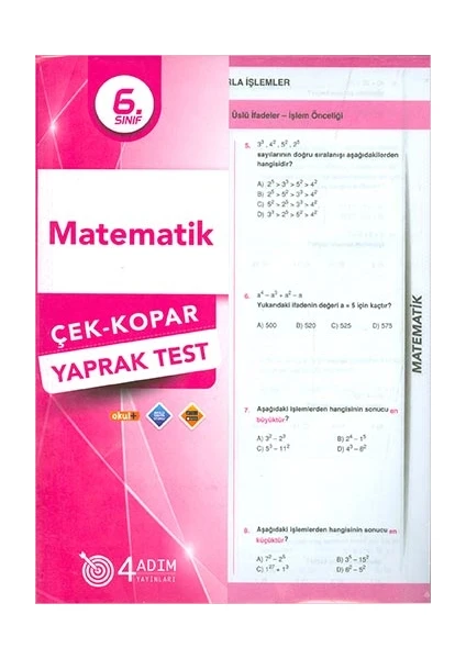 4 Adım Yayınları 4 Adım 6. Sınıf Matematik Çek Kopar Yaprak Test