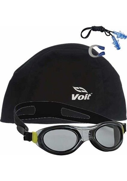 Action Yüzücü Gözlüğü Siyah+Voit Bone Siyah+Kulak Burun Tıkacı