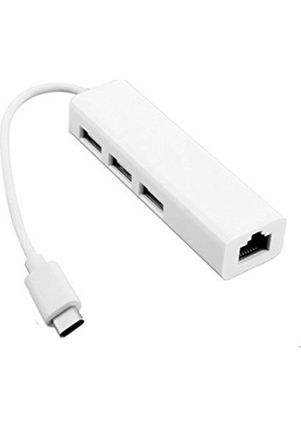 2 İn 1 Type C 3.1 Giriş 3 Port Usb 2.0 Çoklayıcı Macbook Uyumlu Hub Ve 100 Mbps Rj45 Lan Çevirici Dönüştürücü Adaptör