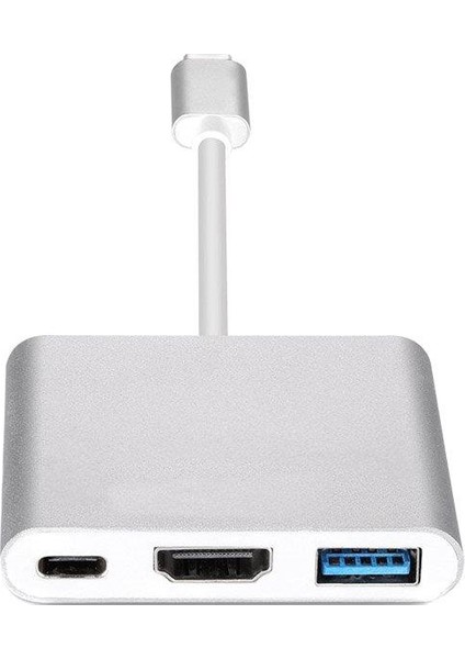 3 İn 1 Type C To Hdmı Usb 3.0 Type C 3.1 Yüksek Hızlı 10 Gpbs Hub Macbook Uyumlu 4K Ultra Hd Tv Projeksiyon Görüntü Yansıtıcı Dönüştürücü