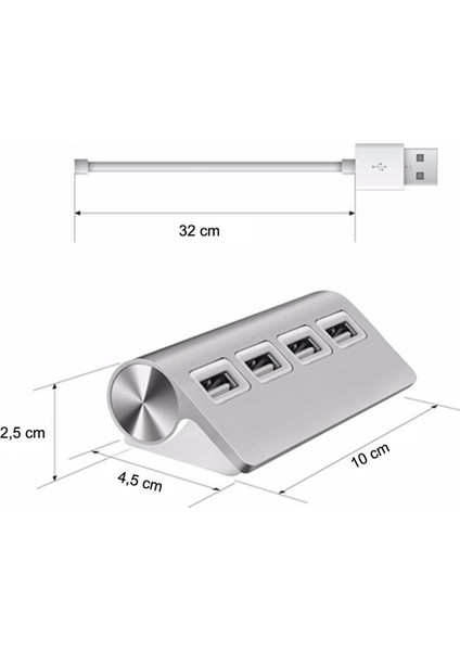 4 Port Usb 3.0 Premium Metal Çoklayıcı Macbook Bilgisayar Uyumlu Yüksek Hızlı 5 Gbps Usb 3.0 Hızlı Şarj Smart Hub