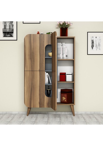 Variant Mine Çok Amaçlı Dolap Kitaplık Ceviz Mavi modelleri