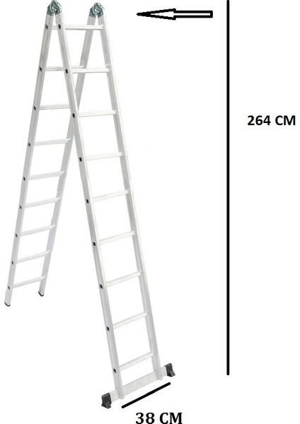 Alüminyum 9+9 Basamaklı Katlanır Çok Amaçlı Çift Taraflı Merdiven