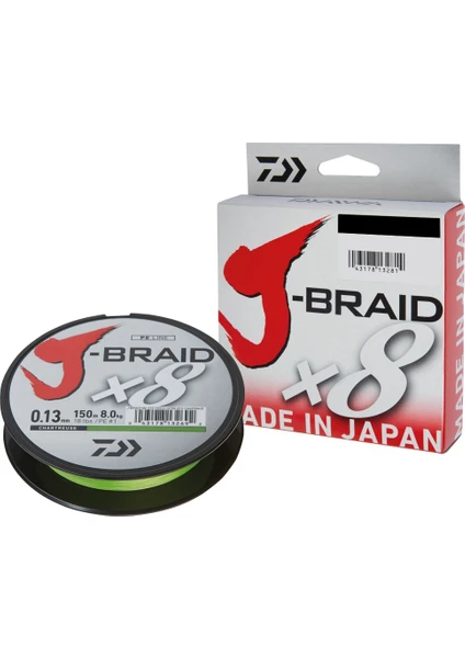 JBraid 8B 150m Chartreuse İp Misina 0,13mm