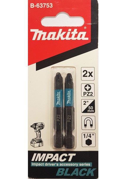 Pz 2'li 50 mm Bits Uç Impact Black Mıknatıslı