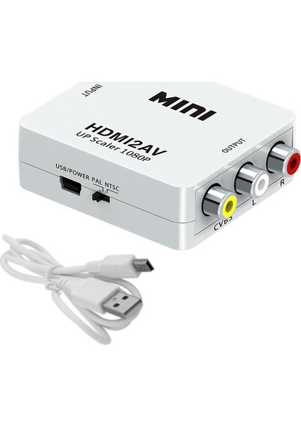 Hdmı To Av Audio Video Rca Pal Ntsc Uyumlu Playstation Nintendo Sega Atariler İçin Sarı Kırmızı Beyaz Composit Cvbs Full Hd Dönüştürücü Çevirici Mini Switch