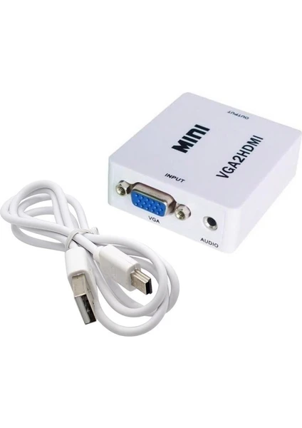 Vga To Hdmı Full Hd 1080P Görüntü Ve Ses Dönüştürücü Çevirici Tv Projeksiyon Yansıtma Vga2Hdmı Mini Switch