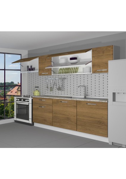 Ekol 240 MDF Hazır Mutfak Dolabı - Tezgah Dahil - Naturel Pera fiyatları