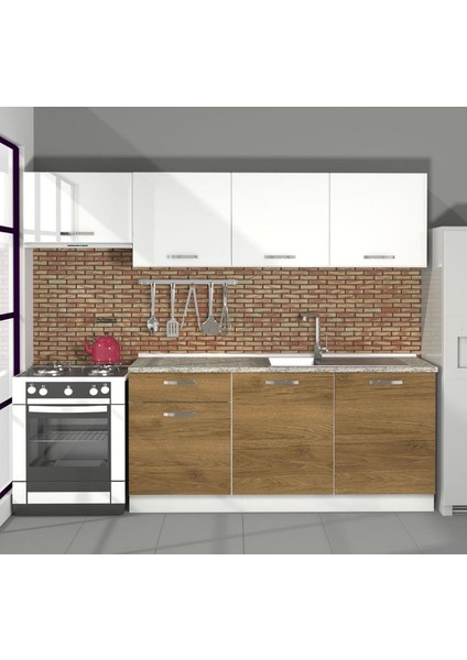 Smart 240 MDF Hazır Mutfak Dolabı - Tezgah Dahil - Pera - Beyaz