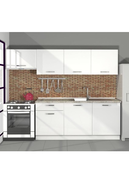 Smart 240 MDF Hazır Mutfak Dolabı - Tezgah Dahil - Parlak Beyaz fiyatları