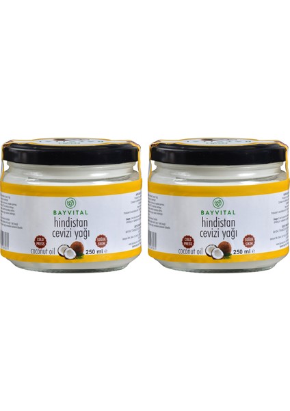 2 X 250 ml Soğuk Sıkım Hindistan Cevizi Yağı 500 ml