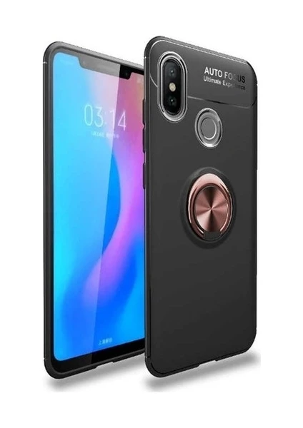 Case 4U Samsung Galaxy M20 Kılıf Autofocus Shockprof Ravel Yüzüklü Standlı Slikon Kapak Siyah Rose Gold