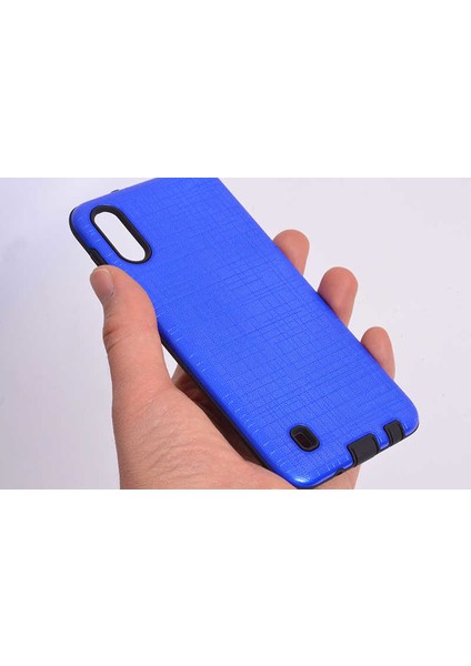 Case 4U Samsung Galaxy M10 Kılıf Tam Koruyan Sert Silikon Arka Kapak - Çizgili YouYou Gümüş