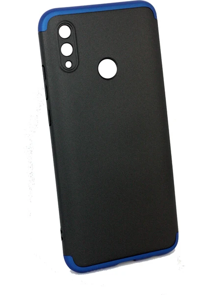 Case 4U Huawei P Smart 2019 Kılıf 3 Parçalı Tam Koruma Sert Mika Ays Kapak Siyah Mavi