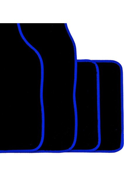 Citroen C5 2001-2007 Premium Siyah Halı Paspas Seti Mavi Kenar