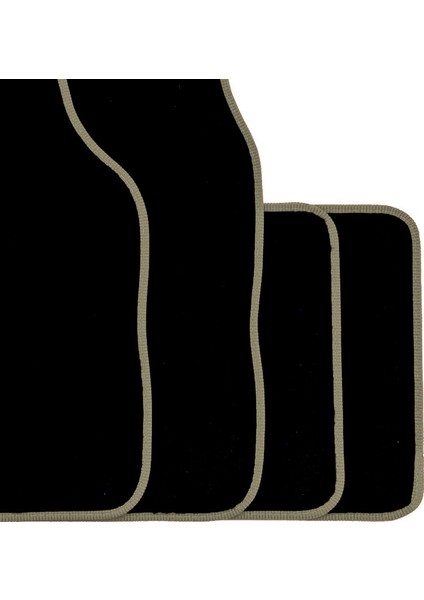 Nissan Qashqai 2014-2019 Premium Siyah Halı Paspas Seti Bej Kenar