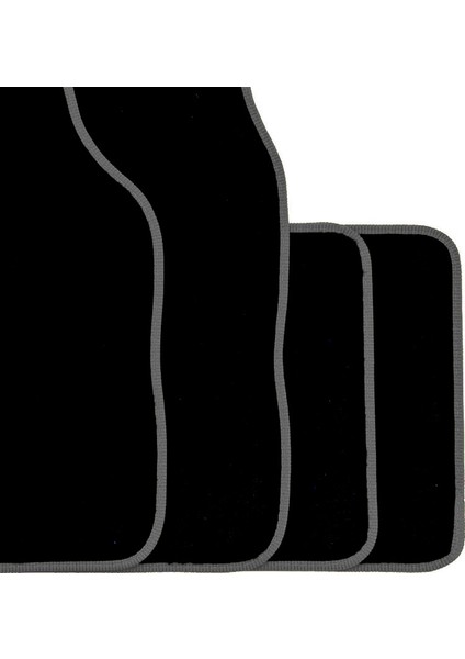 Fiat 500c 2007-2019 Premium Siyah Halı Paspas Seti Gri Kenar