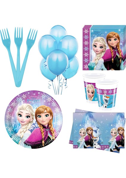 Elsa Karlar ülkesi 8 Kişilik 6 Parça Doğum Günü Seti malzemeleri