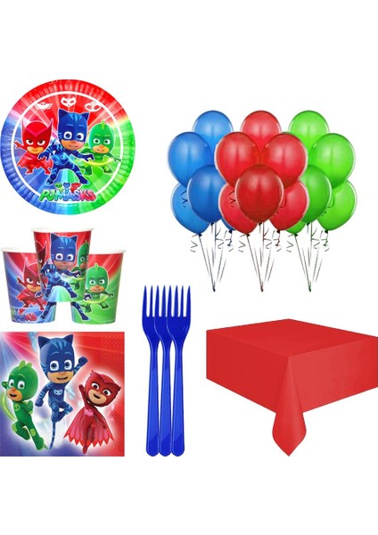 Pija Maskeliler Pj Masks 8 Kişilik Doğum Günü Parti Seti Paketi