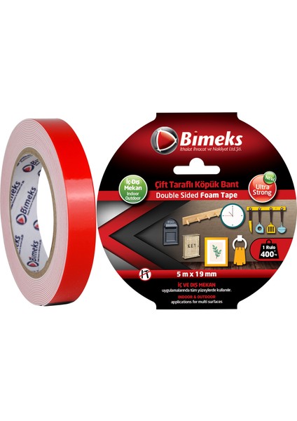 Çift Taraflı Extra Güçlü Köpük Montaj Bandı - 5 Mt X 19 Mm