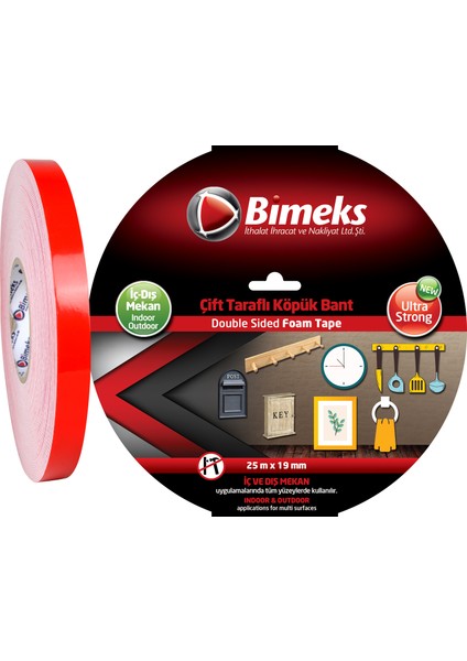 Çift Taraflı Extra Güçlü Köpük Montaj Bandı - 25 Mt X 19 Mm