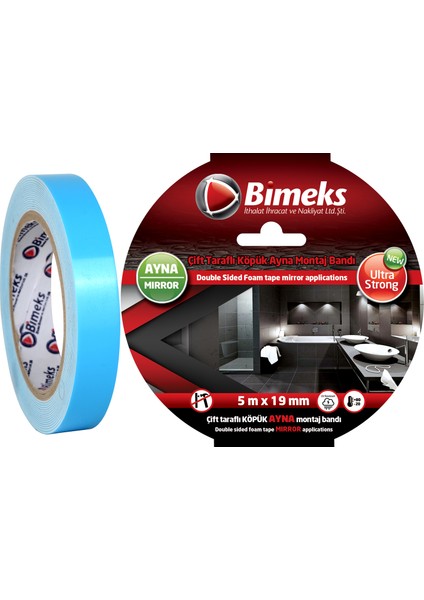 Çift Taraflı Extra Güçlü Köpük - Ayna Montaj Bandı - 5 Mt X 19 Mm