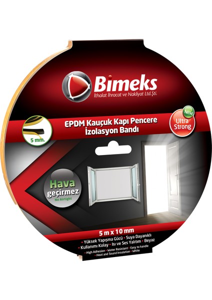 Epdm Kauçuk Kapı Pencere Bandı 5Mmx10Mmx5Mt Beyaz