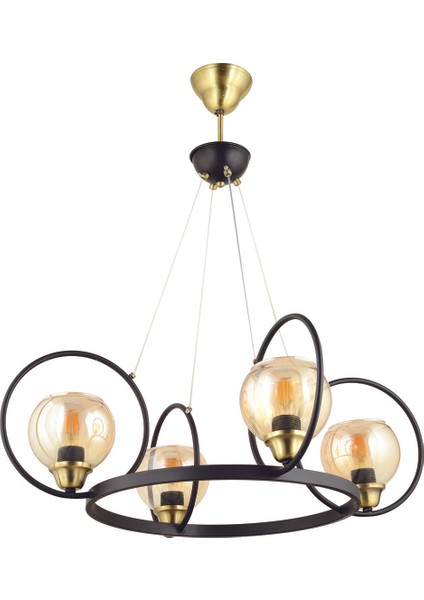 Aydınlatma Abbate-2 Metal Statık Fırın Boyalı Eskitme Kaplama Detaylı Bal Camlı Avize