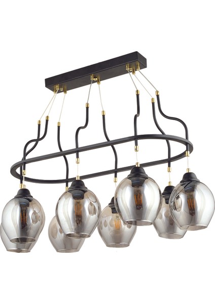 Aydınlatma Ürgüp-1 Metal Statık Fırın Boyalı Füme Camlı Monte Avize