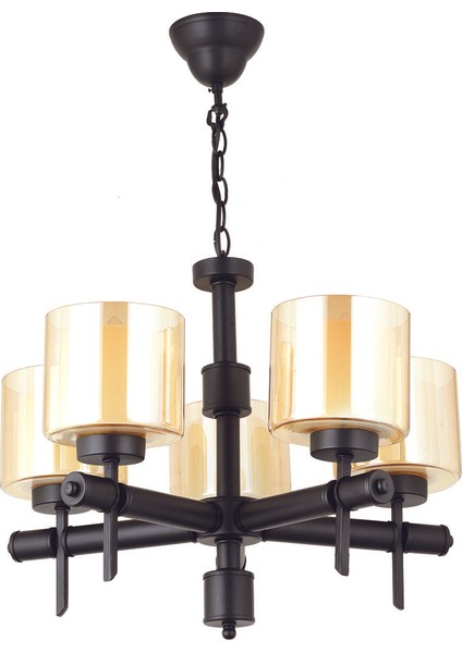 Aydınlatma Dolce-1 Metal Yaş Boyalı Ahşap Detaylı Bal Camlı Avize